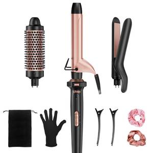 lot 13400 image: Ufree 3-in-1 Curling Iron Wand Set with Straightener