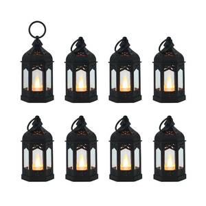 lot 13409 image: LLQ 8Pcs Mini LED Lanterns, 5 Black Hexagonal