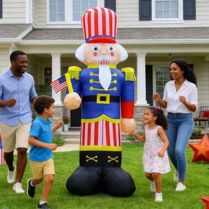 lot 13438 image: Innatefun 8ft Patriotic Inflatable Nutcracker Soldier