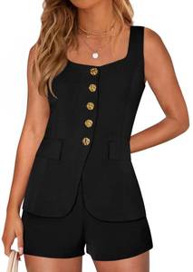 lot 14060 image: PRETTYGARDEN Womens Button Down 2 Piece Set, Black, S