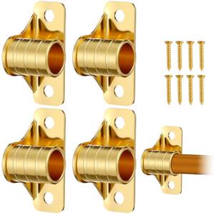 lot 14124 image: MorningRo 4-Piece Curtain Rod Bracket Set 38 Brass