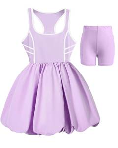 lot 14138 image: EuquixZeph Girls Tennis Dress Bubble Athletic Sports Outfit 6-7T