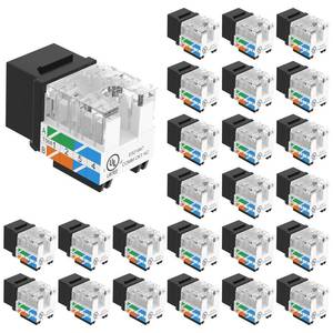 lot 14145 image: VCE Cat6 Keystone Jacks 90-Degree 25-Pack Black