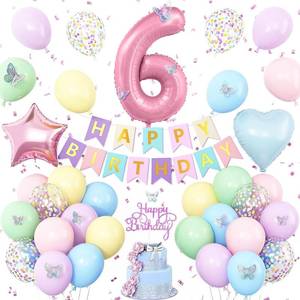 lot 18406 image: Vibzox Pastel 6th Birthday Decoration Set