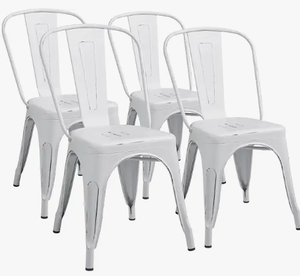 lot 13410 image: 4 Chairs With Backrests White Metal