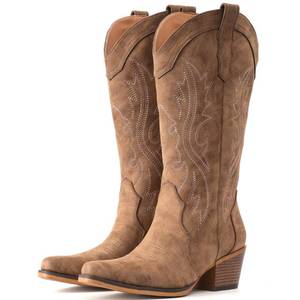 lot 1269 image: IUV Cowboy Boots For Women Western Cowgirl Boots Mid Calf Snip Toe
