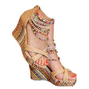 lot 1271 image: getmorebeauty Womens Wedge Pearls Across The Top Platform High Heels 8 B(M) US