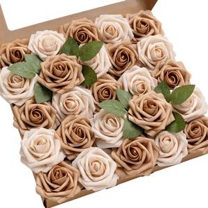 lot 1273 image: Lings moment Artificial Flowers 50Pcs Ivory Roses Decor wStems