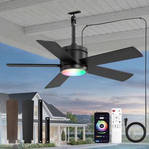 lot 1279 image: Fanbulous 42 Outdoor Ceiling Fan with Light, IP65 Waterproof, Hook Hanging