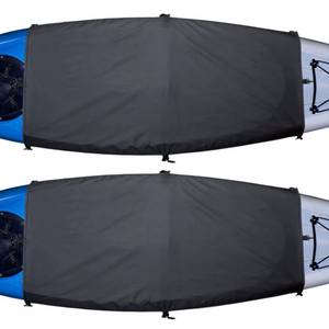 lot 2028 image: Explore Land Waterproof Kayak Cockpit Cover 2 Pack - 60 x 29 inch, Black
