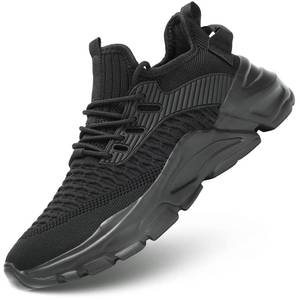 lot 2030 image: Srenket Mens Running Shoes Non Slip Shoes Breathable Lightweight Fashion Sneakers Slip Resistant Athletic Sports Walking Gym Work Shoes All Black 46