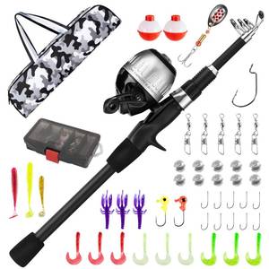 lot 2037 image: WIDDEN Kids Fishing Pole Set with Full Starter Kits for Youth Boys Girls