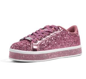 lot 2045 image: LUCKY STEP Womens Platform Sparkly Glitter Sneakers,All Pink,7.5