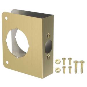 lot 2054 image: PATIKIL Door Reinforcement Plate, 1 Set Doors Reinforce Repair for 1-38 Thick Door 4-12 Size Door Knob Lock Latch Deadbolt Cover Plate Home Security, Gold