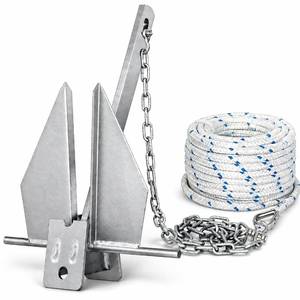 lot 7668 image: FUCNEN Galvanized Fluke Anchor Kit Includes Anchor Chain, Rope and Shackles, for Pontoons, Sailboats, Dinghies, Fishing Boats, Deck, Bass Boats, Sport Boats, Sport Yachts, 13lb Boat Anchor Kit