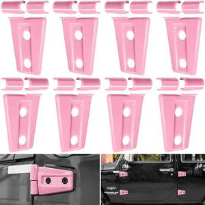 lot 7688 image: E-cowlboy Door Hinge Cover Trim Exterior Accessories for Jeep Wrangler JK JKU Sport Rubicon Sahara X Unlimited 2-Door & 4-Door 2007-2018 (Pink 8PCS)