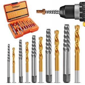 lot 8273 image: ROGAPER Screw Extractor and Left Hand Drill Bits Set, Bolt Remover Reverse Cobalt HSS Steel Drill Bit for Rounded-Off, Damaged Bolts, Screws&Studs Removal Tool