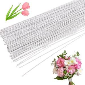 lot 8286 image: CCINEE 18 Gauge White Floral Stem Wire, 100 PCS Paper Wrapped Florist Wire for DIY Crafts Floral Arrangement Artificial Flower Making, 14 inch