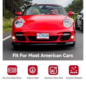 lot 8287 image: Ohuhu Matte Aluminum License Plate Frames, Red, 2-Pack