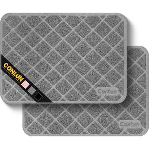 lot 8292 image: Conlun Cat Litter Mat Litter Trapping Mat, 24 x 17 Premium Durable PVC Grid Mesh with Scatter Control, Non-slip, Less Waste Cat Litter Box Mat, Grey 2 Pack