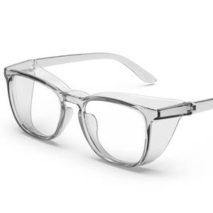 lot 8303 image: TOREGE Safety Glasses, Fashionable Eye Protection Glasses With Clear Scratch Resistant Lenses, Great Safety Goggles For Women & Men(Transparent Gray&Clear Lens)