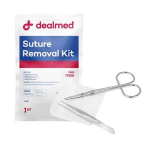 lot 8315 image: Dealmed Suture Removal Kit - Sterile 3 Pc Set with Scissors, Forceps
