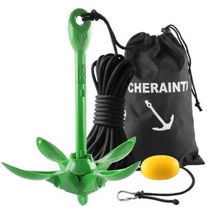lot 9624 image: CHERAINTI Kayak Anchor, 3.5 Lb Paddle Board Anchor Folding Marine Grapnel Kit with 40ft Rope and Buoy for Kayak Paddleboard Inflatable Small Boat Canoes Fishing, Kayaking & Boating Accessories