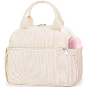 lot 9626 image: KUBYA Lunch Bag Lunch Box for Women, Cute Corduroy Insulated Reusable Work Leakproof Simple Adults Large Lunch Boxes Tote Bag Men Cooler Bag