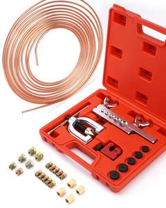 lot 9636 image: Racewill 25 ft 316 Copper Coated Brake Line Kit (Includes 16 Fittings and 4 Unions Brake Line Fittings)  Double & Single Flaring Tool Kit