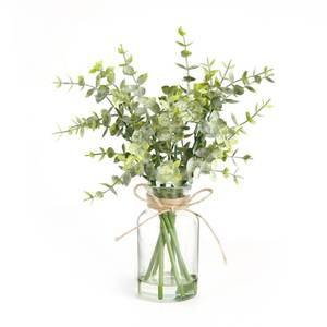 lot 9641 image: Muhanjia Artificial Eucalyptus Stems in Glass Vase with Faux Water,7Pcs Fake Plant for Centerpiece Bathroom Farmhouse Room Home Decor (Sage Green Eucalyptus)