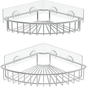 lot 9642 image: SMARTAKE 2-Pack Corner Shower Caddy, SUS304 Stainless Steel, Silver