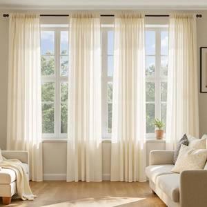 lot 9644 image: MIULEE Butter Cream Sheer Curtains 84 Inches Long 4 Panels 42 x 84 Inches