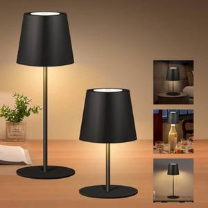 lot 9654 image: JCHPZR 2 Pack Cordless Table Lamp,Wireless Bottle Lamp,3 Level Dimming LED Portable Desk lamp,5000mAh Rechargeable Battery,One-Touch Power Off,Waterproof Outdoor,for BedroomBarsCamping(Black)