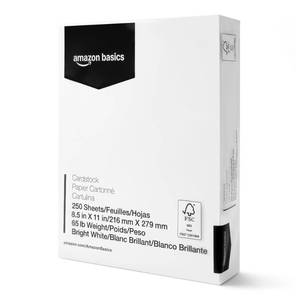 lot 9656 image: Amazon Basics Cardstock Paper, 8.5 x 11, 65 lb176 gsm, 96 Bright White, 250 Sheets