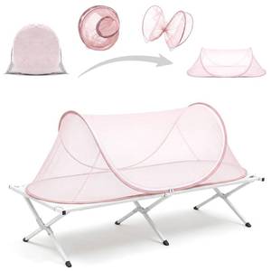 lot 9660 image: Vincreem 1 Pcs Mosquito Netting for Camping Bed 78  31  22 Inch, Pink