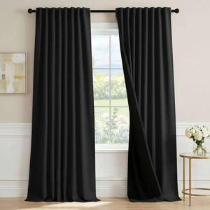 lot 9662 image: H.VERSAILTEX 100% Black Blackout Curtains 96 Inch Long 2 Panels Set
