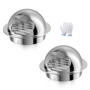 lot 9663 image: 6 Inch Wall Vent Cover, HG Power Exhaust Vent with Screen Mesh, Stainless Steel Soffit Vents, Round Air Vent Covers for Outdoor Ventilation System 145mm 2PCS, Silver