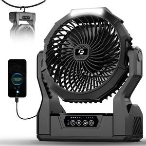 lot 9676 image: XZK 24000mAh Rechargeable Camping Fan, Battery Powered Portable Travel Fan
