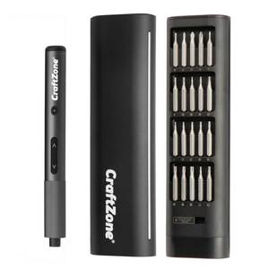 lot 10175 image: CRAFTZONE Ultra Mini Electric Precision Power Screwdriver Set Kit  Max 0.5N.m  with 20 S2 Steel Bits  532 Hex with LED Light  Magnetic Storage  Repair Tool for ElectronicsCameraLaptop (Grey)