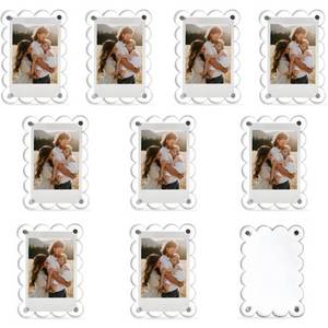 lot 10177 image: 10 Pack Acrylic Magnetic Picture Frames for Fridge, Scalloped 2.75x3.9 Inch