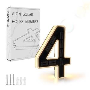 lot 10181 image: ISUNMEA 6.7 Inch Solar Lighted House Numbers for Outside, LED Backlit Light
