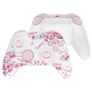 lot 10189 image: eXtremeRate Full Set Shell Buttons for Xbox Series X & S Controller, Cherry Blossom Whisper Custom Replacement Side Rails Grips Front Back Plate Cover for Xbox Core Wireless Controller - No Console