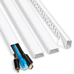 lot 10192 image: YCLYC 62.8in Cable Cover Wall, White Wire Cover for Wall, Paintable Cord Cover Wall Kit, Cord Hiders for TV on Wall, Hide Cords Wall Mounted TV - Cord Concealer Cable Channel 4xL15.7in W0.98in H0.5in