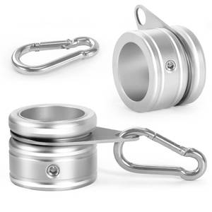 lot 10216 image: Anovo Flag Pole Rings, Aluminum Alloy Flag Pole Clips Swivels 360° Rotating Anti Wrap Mounting Ring with Carabiner, Flag Pole Kit Parts (�1 Inch -Pack of 2(Silver))