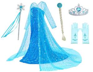 lot 10218 image: Luxury Princess Dress Costumes with Shining Long Cape Girls Birthday Party 9-10 Years