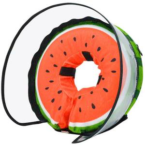 lot 10223 image: MRSOHRET Dog Cone, Dog Surgery Collar, Inflatable Cones for Small Medium Large Dogs, Watermelon Dog Recovery Collar, Does not Impede Vision