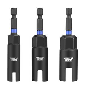 lot 10224 image: WORKPRO Wing Nut Driver CR-V Steel,3 PCS 9mm 12mm 15mm,14 Inch Hex Shank