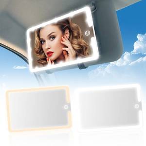 lot 10229 image: 2PCS LED Mirror for Car Sun Visor Accessories,Mid-Size Car Visor Mirrors with 3-Color Dimmable Lights,Lighted Rear View Mirror for Universal Vehicle (White)