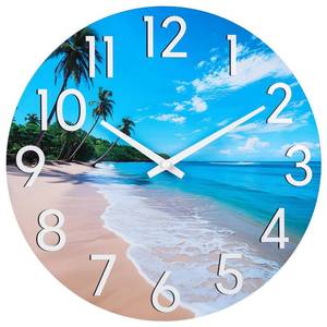 lot 10230 image: JoFomp Beach Outdoor Clocks for Patio, Large Outdoor Clocks Waterproof 10 Inch with Glass, Outdoor Wall Clocks Battery Operated, Pool Clock Outdoor Weatherproof, Outside Clock for BackyardGarden