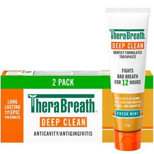 lot 10236 image: TheraBreath Deep Clean Toothpaste, Fresh Mint, 4 oz, 2-Pack
